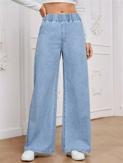 Jean Large Femme Petite – Coupe Fluide Taille Élastique